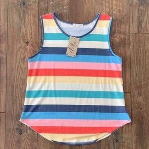 Bombom Colorful Striped Sleeveless Top, Medium